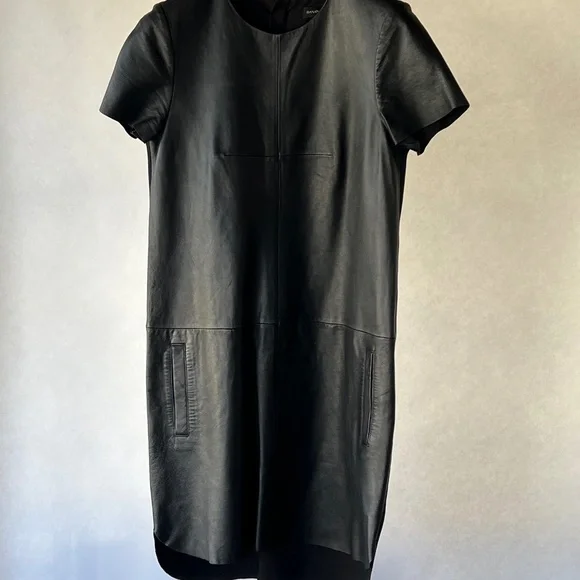 Banana Republic Black Lambskin Leather Shift Dress